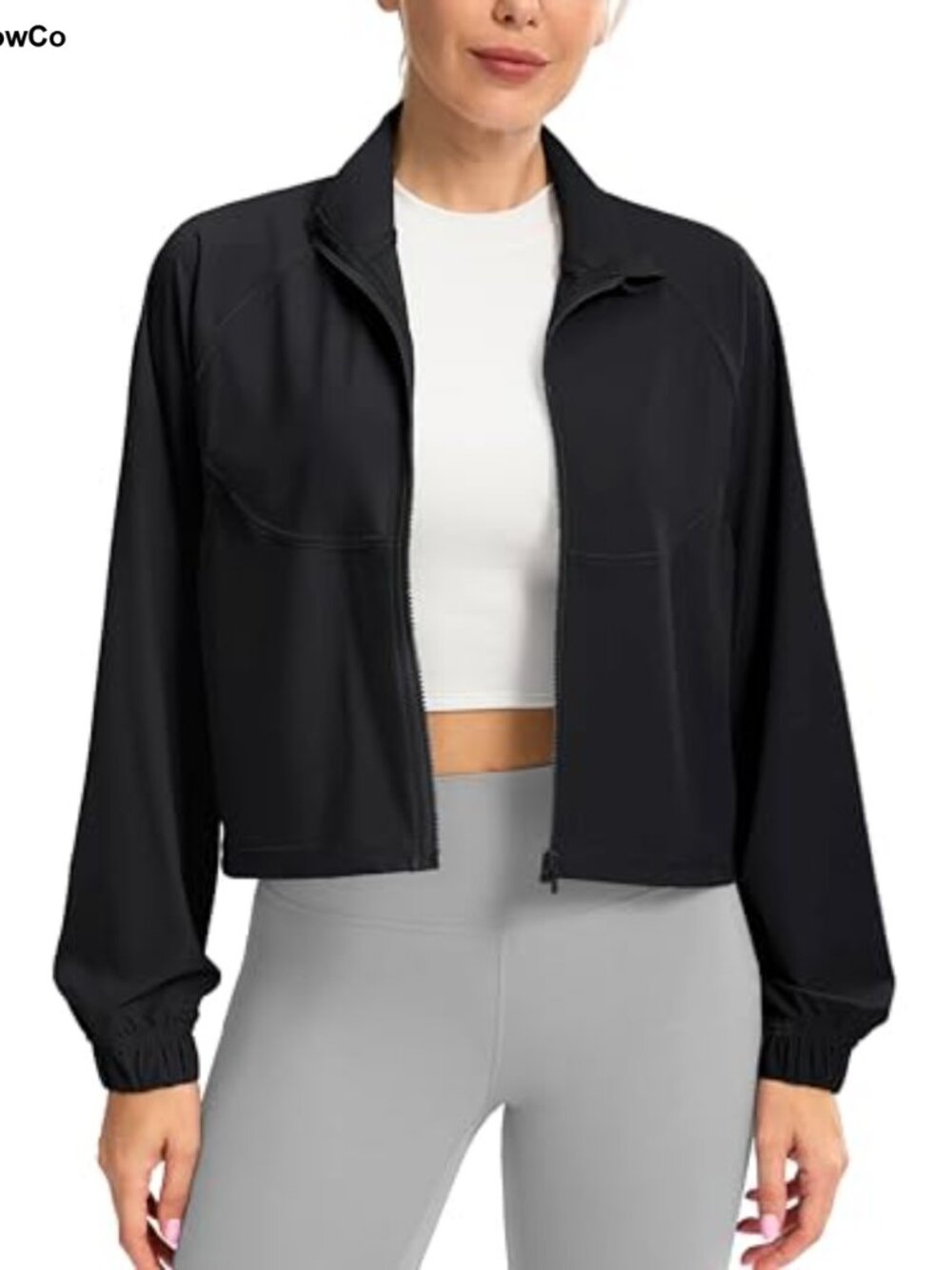 Women's UPF 50+ Athletic Lightweight Jacket Full Zip Cropped